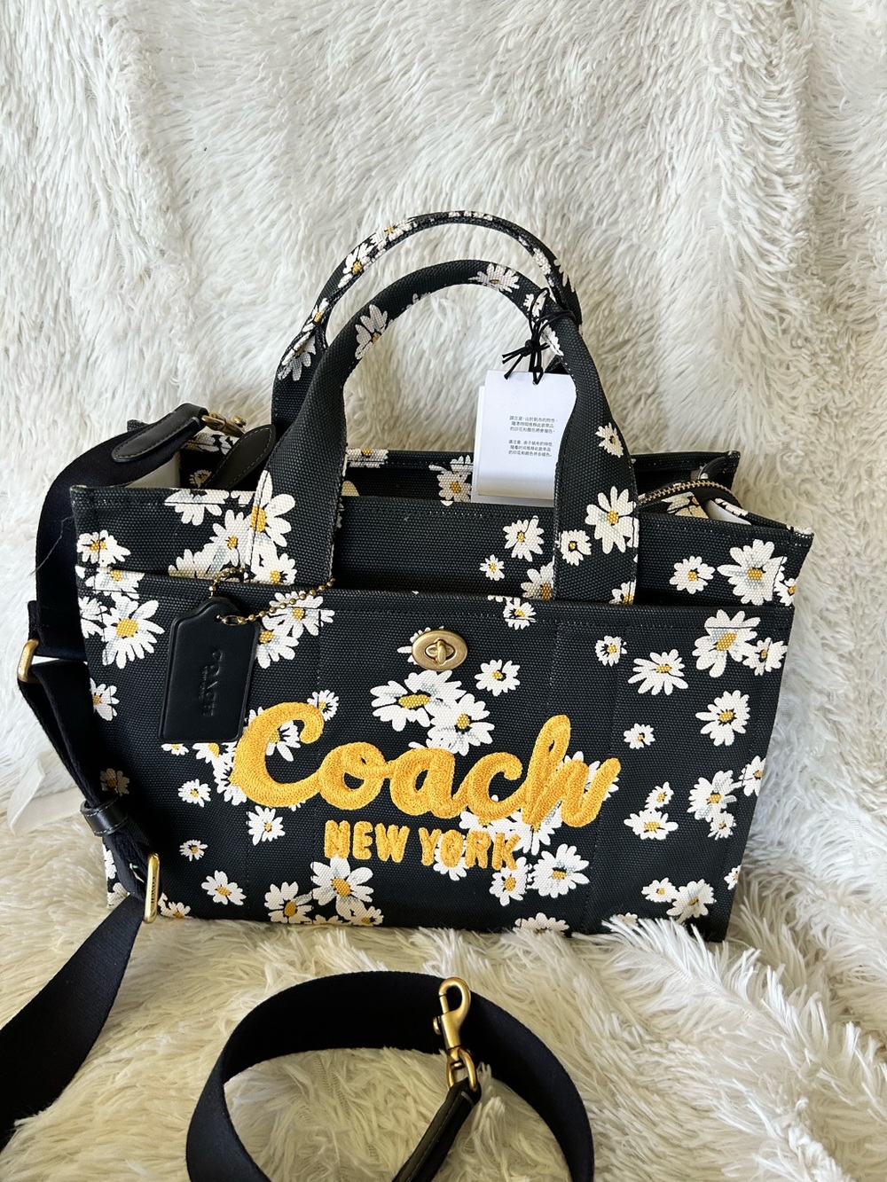 Coach Black Daisy Canvas Tote - Picture 2 of 8